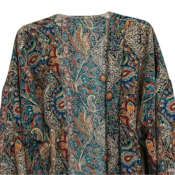 NWOT Boho Mixed Prints Open Front Kimono L - Picture 7 of 13